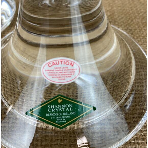 Shannon Lead Crystal Glass Candlestick Holders Set of 2 - Picture 2 of 8